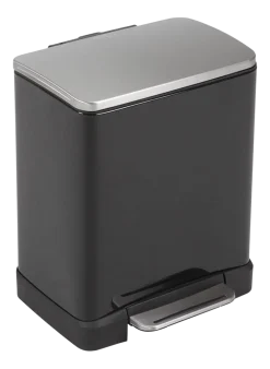 EKO Pedaalemmer E-Cube Recycling Zwart Mat RVS 10+9L