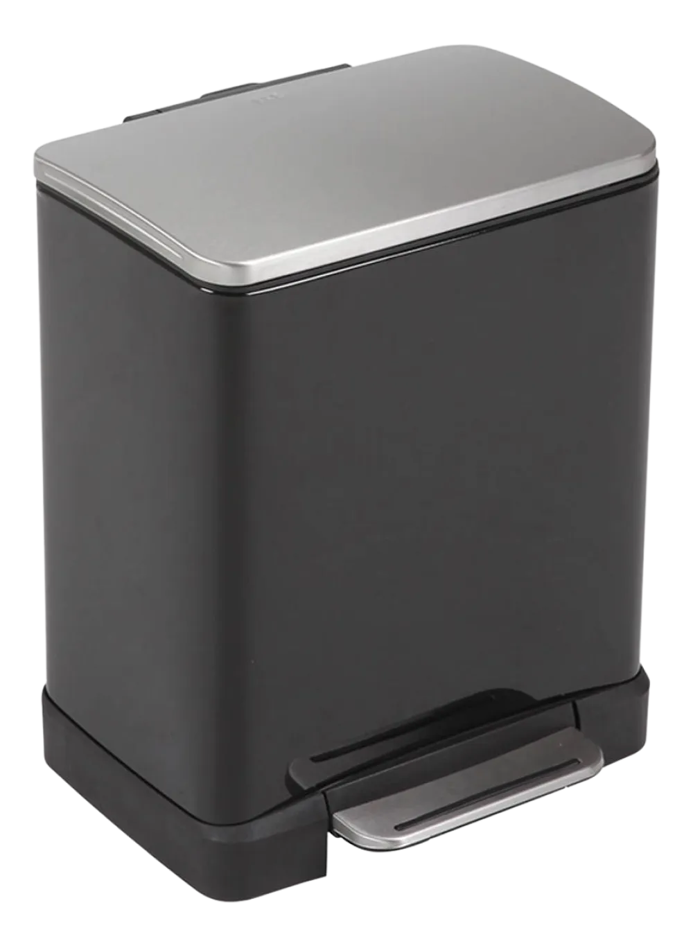 EKO Pedaalemmer E-Cube Recycling Zwart Mat RVS 10+9L
