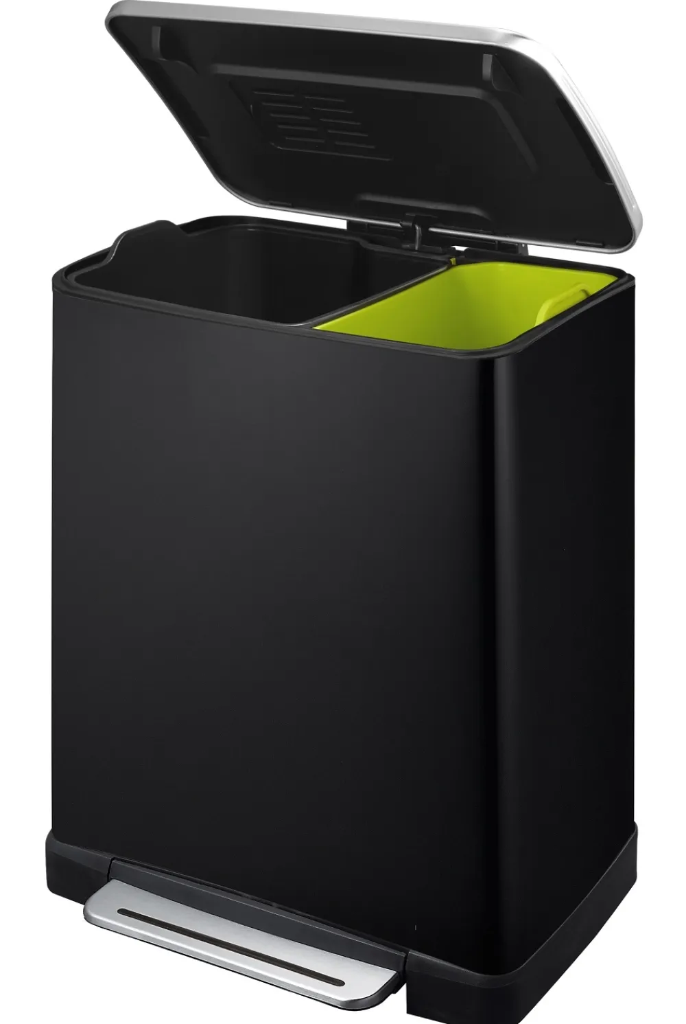 EKO Pedaalemmer E-Cube Recycling Zwart Mat RVS 10+9L