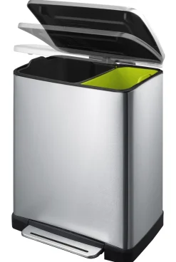 EKO Pedaalemmer Recycle E-Cube 10+9L Mat RVS Outlet