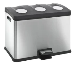 Pedaalemmer EKO Rejoice Recycle Bin 3x12L Mat Zilver Inox