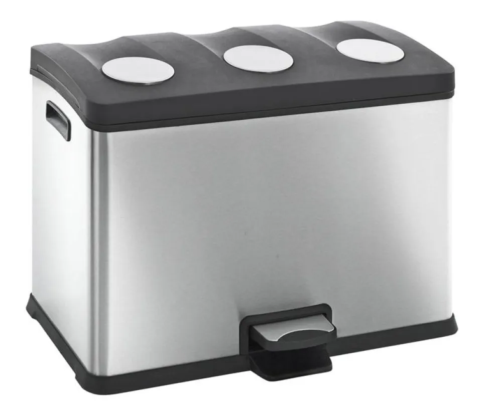 Pedaalemmer EKO Rejoice Recycle Bin 3x12L Mat Zilver Inox