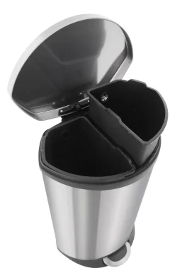 EKO Pedaalemmer Shell Bin Recycling Mat Zilver RVS 44L Hot