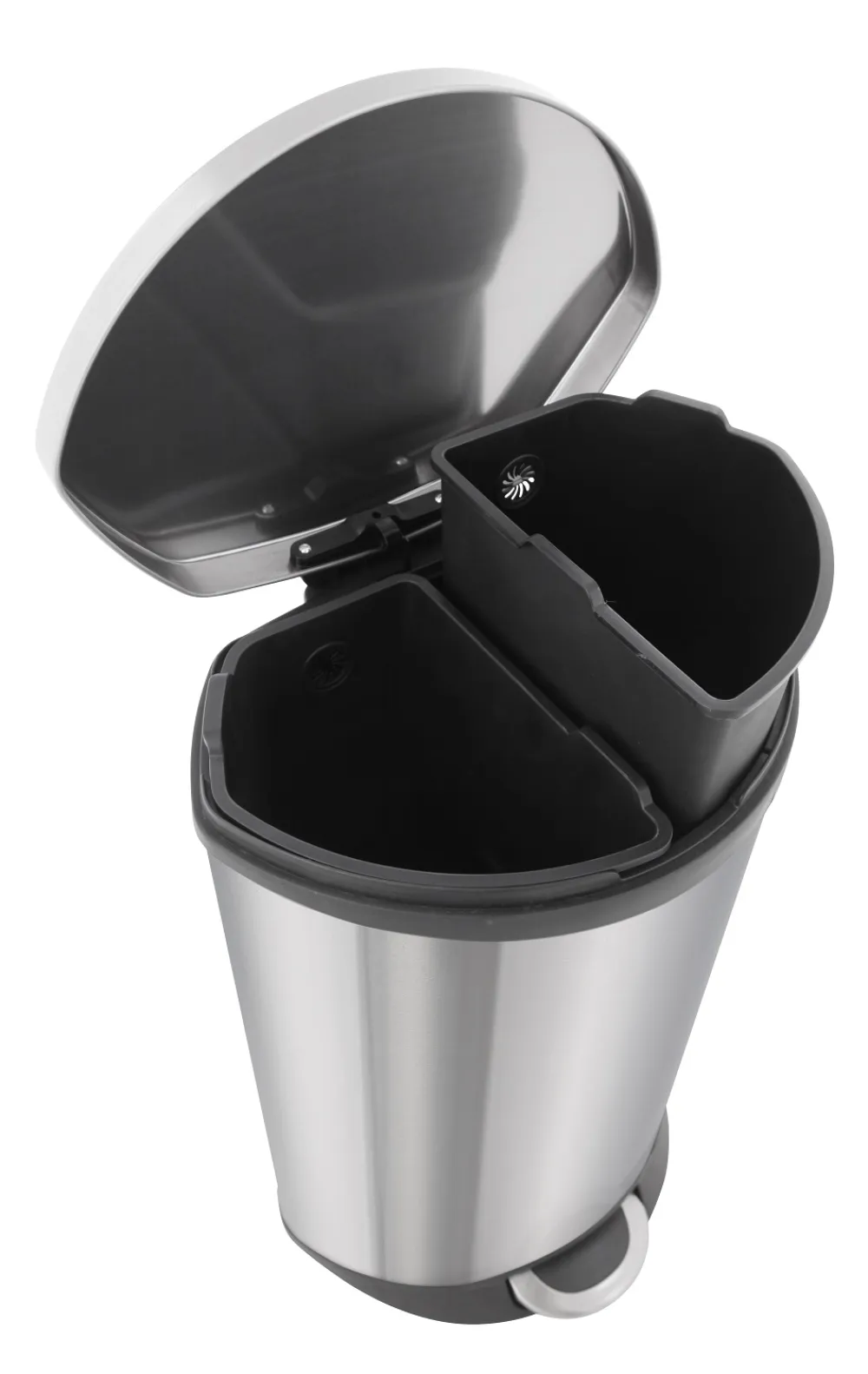 EKO Pedaalemmer Shell Bin Recycling Mat Zilver RVS 44L Hot