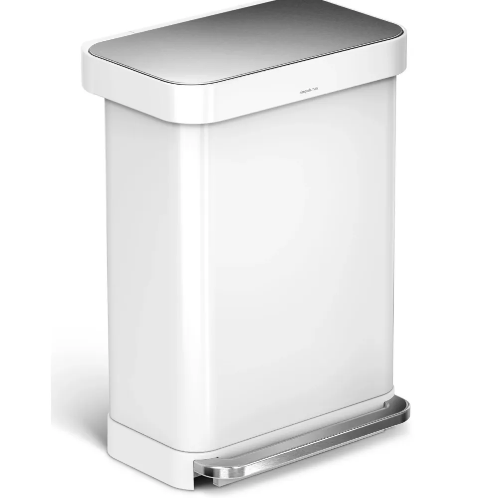 simplehuman Pedaalemmer Rectangular Liner Pocket RVS Wit 55L Best