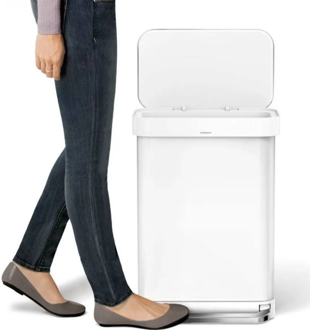 simplehuman Pedaalemmer Rectangular Liner Pocket RVS Wit 55L Best