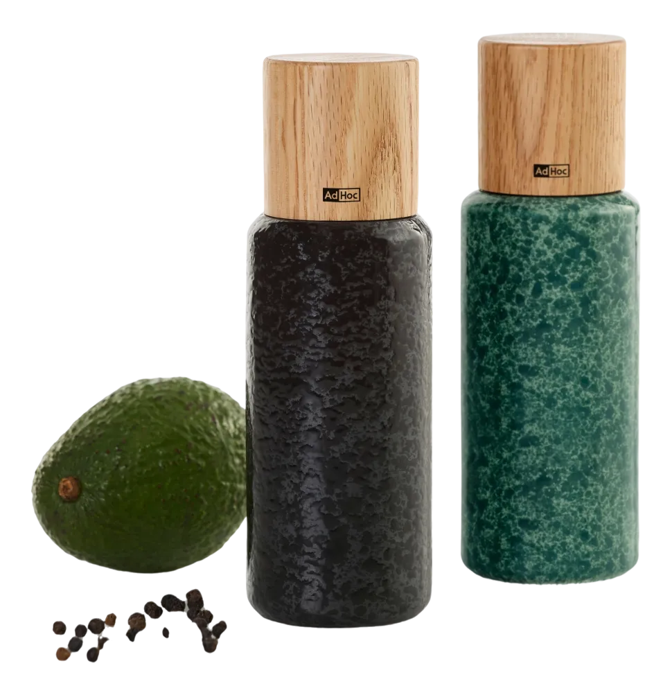Peper- en Zoutmolen AdHoc Yara Black & Green 18 cm (2-Delig)