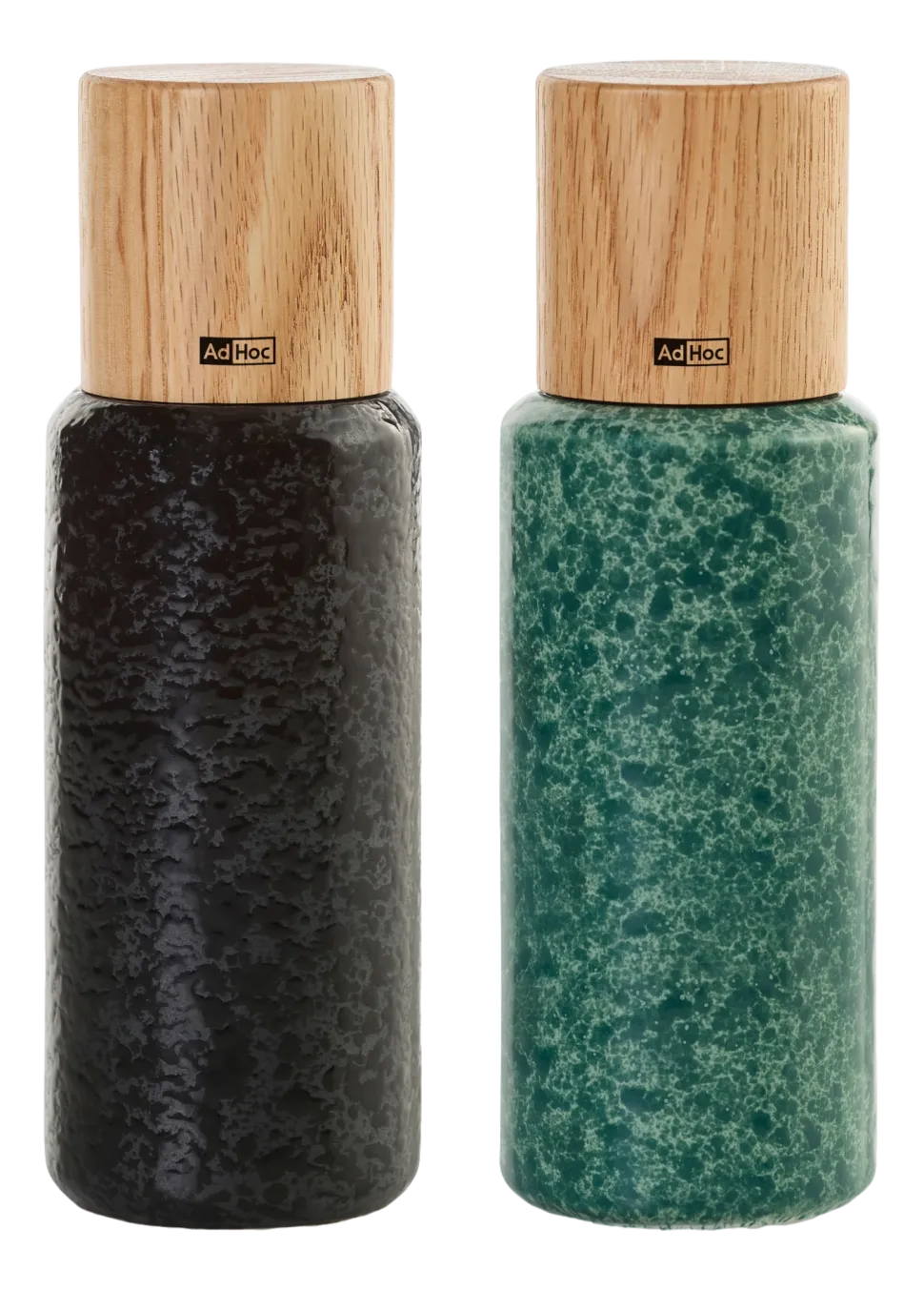 Peper- en Zoutmolen AdHoc Yara Black & Green 18 cm (2-Delig)