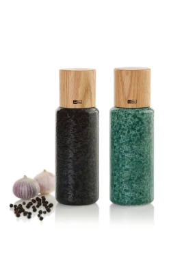 Peper- en Zoutmolen AdHoc Yara Black & Green 18 cm (2-Delig)