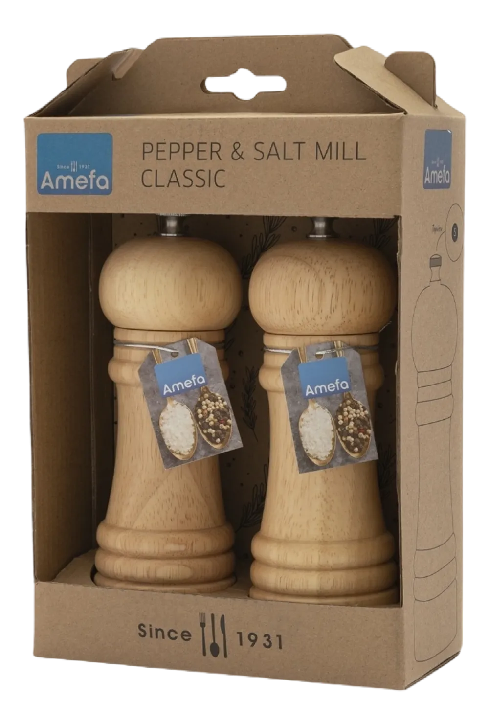 Amefa Peper- en zoutmolen Classic Wood 15 cm Outlet