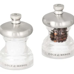 Peper- en zoutmolen Cole & Mason Button Clear Inox Mini