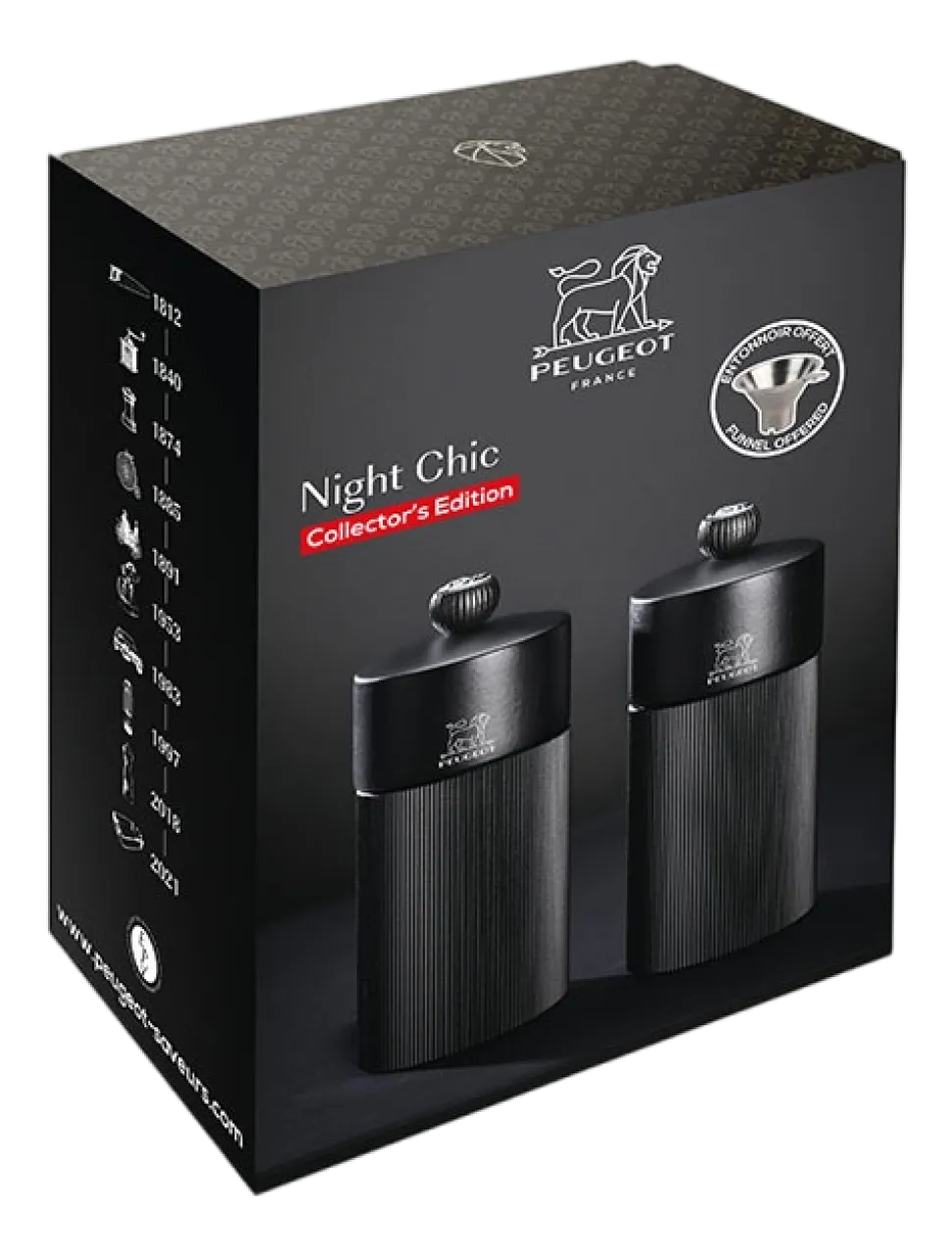 Peper- en Zoutmolen Peugeot Night Chic Gift Box Mat Zwart 12 cm