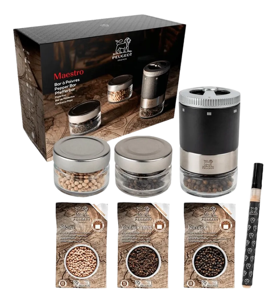 Pepermolen Peugeot Maestro Pepper Bar 3 Switchable Jars