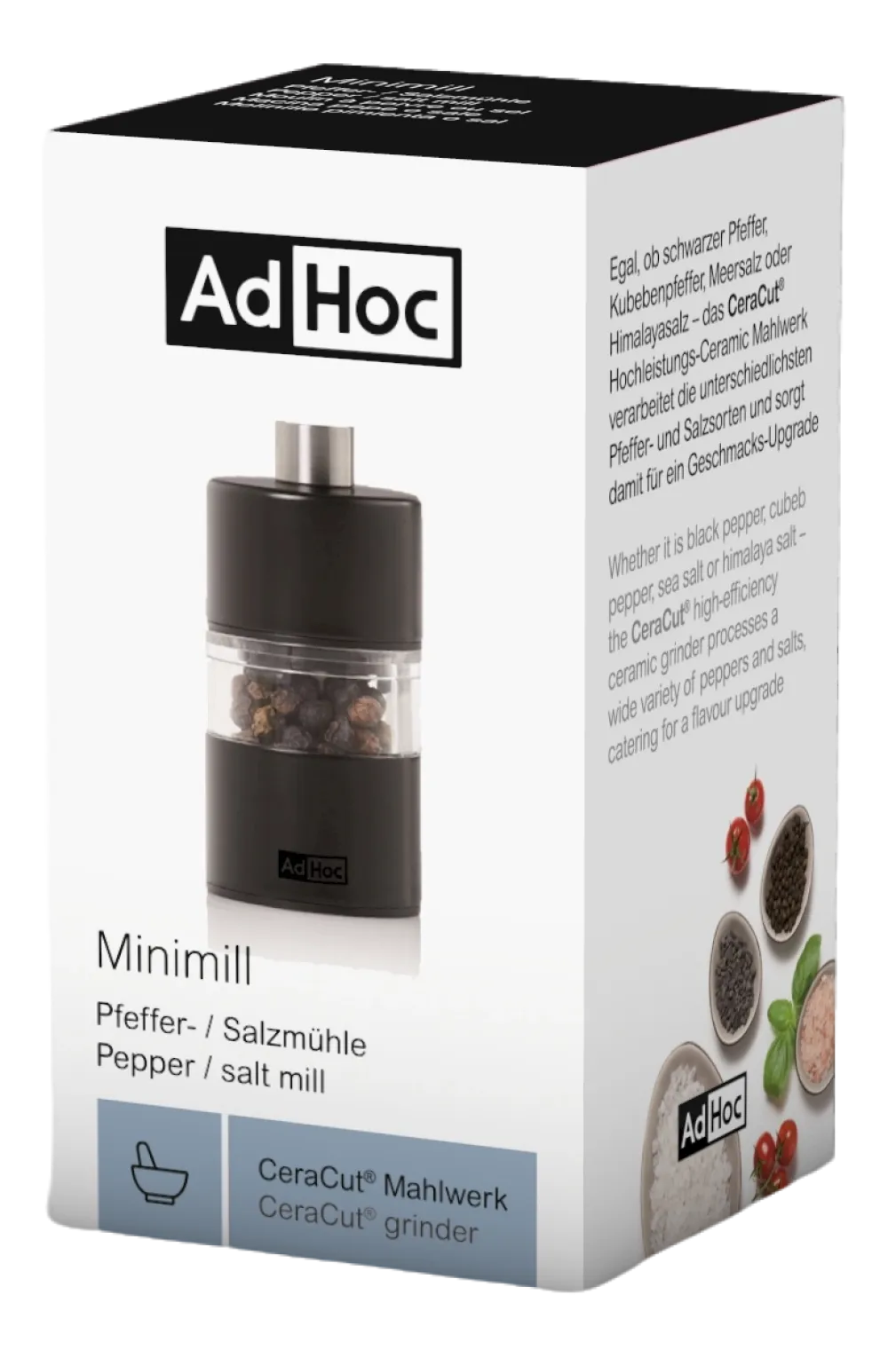 AdHoc Peper- / Zoutmolen Minimill Black 6,2 cm Best