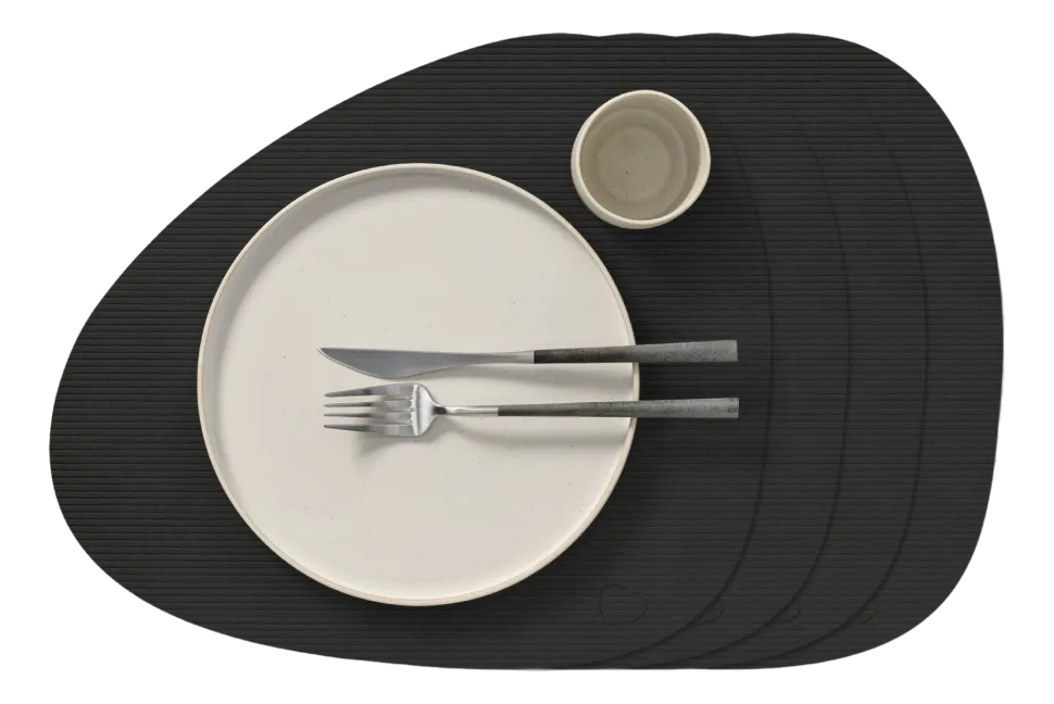 Placemat Lind DNA Curve L Corduroy Nupo Black Ink (Set van 4)
