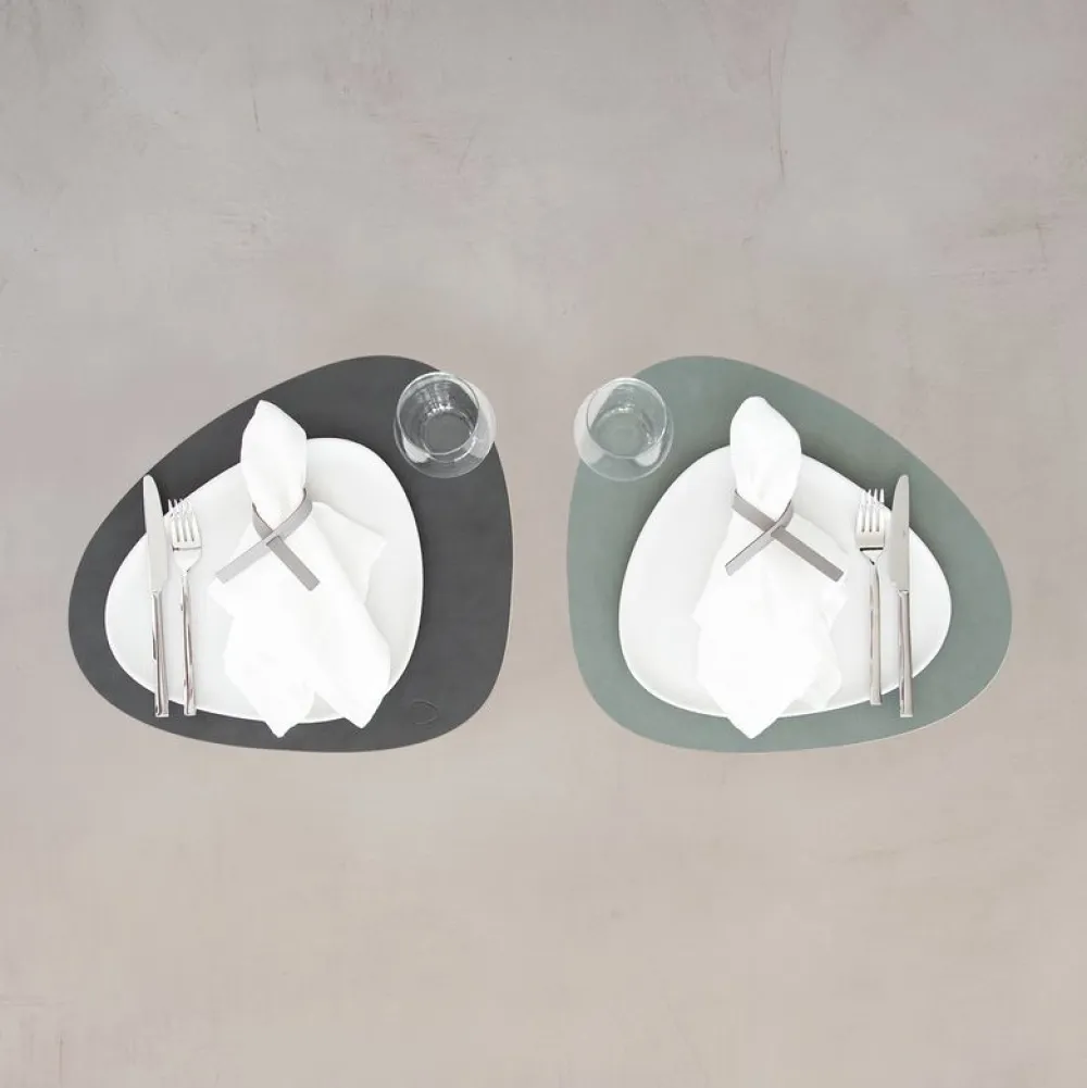 Lind DNA Placemat Curve L Double Cloud Nupo Anthracite Pastel Green (Set van 4) Hot