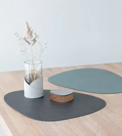 Lind DNA Placemat Curve L Double Cloud Nupo Anthracite Pastel Green (Set van 4) Hot
