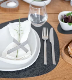 Placemat Lind DNA Curve L Hippo Black Anthracite (Set van 4)