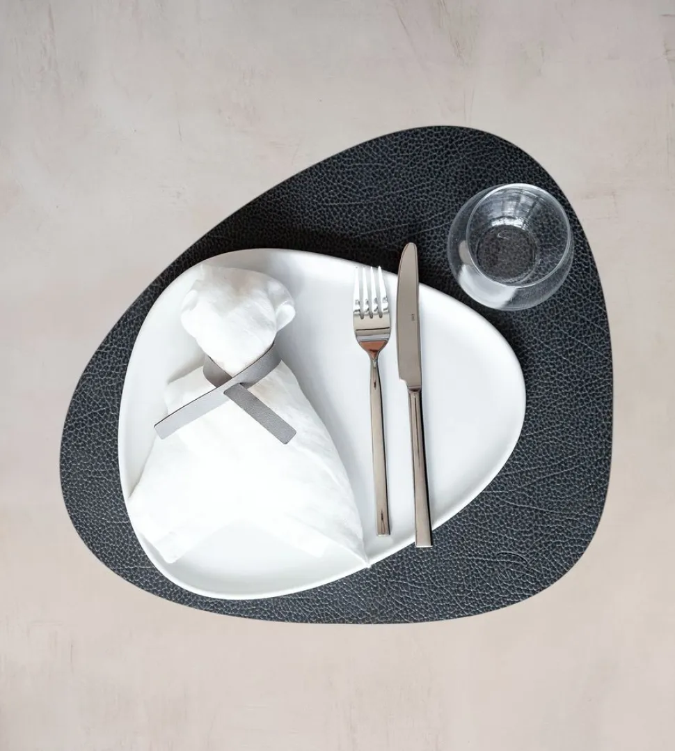 Placemat Lind DNA Curve L Hippo Black Anthracite (Set van 4)