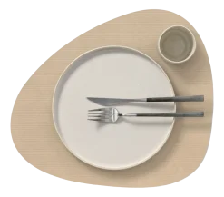 Placemat Lind DNA Glass Mat Curve L Corduroy Nupo Sand (Set van 4)