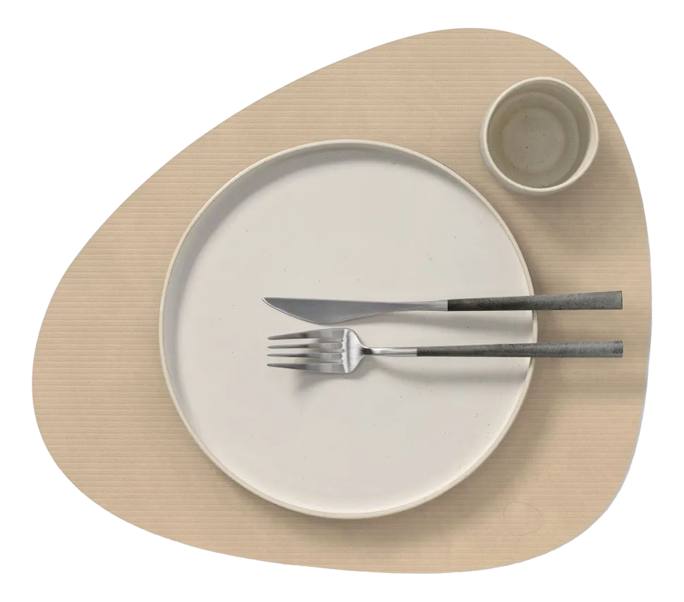 Placemat Lind DNA Glass Mat Curve L Corduroy Nupo Sand (Set van 4)