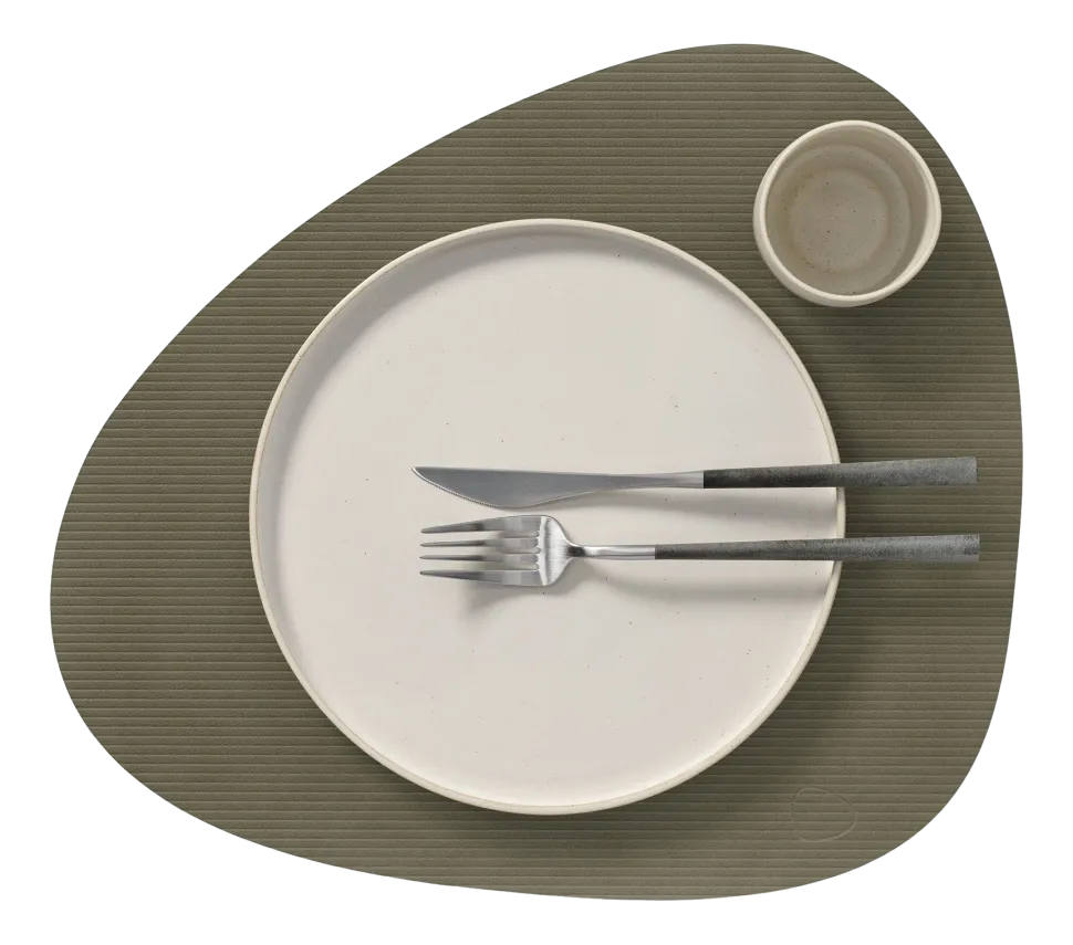 Placemat Lind DNA Glass Mat Curve L Corduroy Nupo Army Green (Set van 4)
