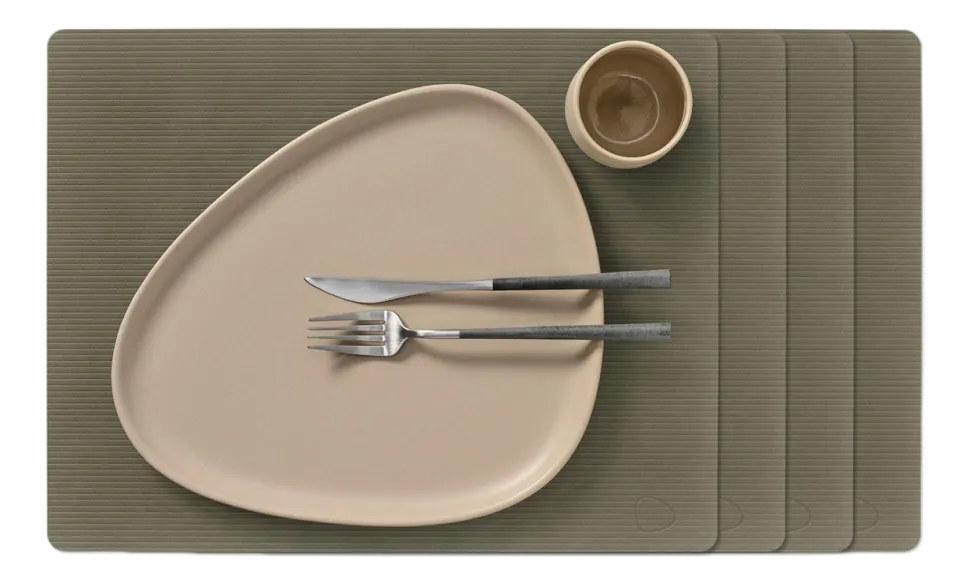 Placemat Lind DNA Square L Corduroy Nupo Army Green (Set van 4)