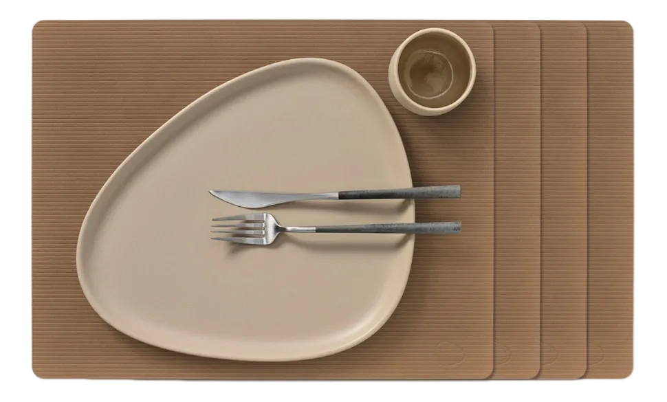 Placemat Lind DNA Square L Corduroy Nupo Brown (Set van 4)