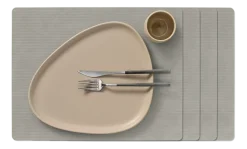 Placemat Lind DNA Square L Corduroy Nupo Light Grey (Set van 4)