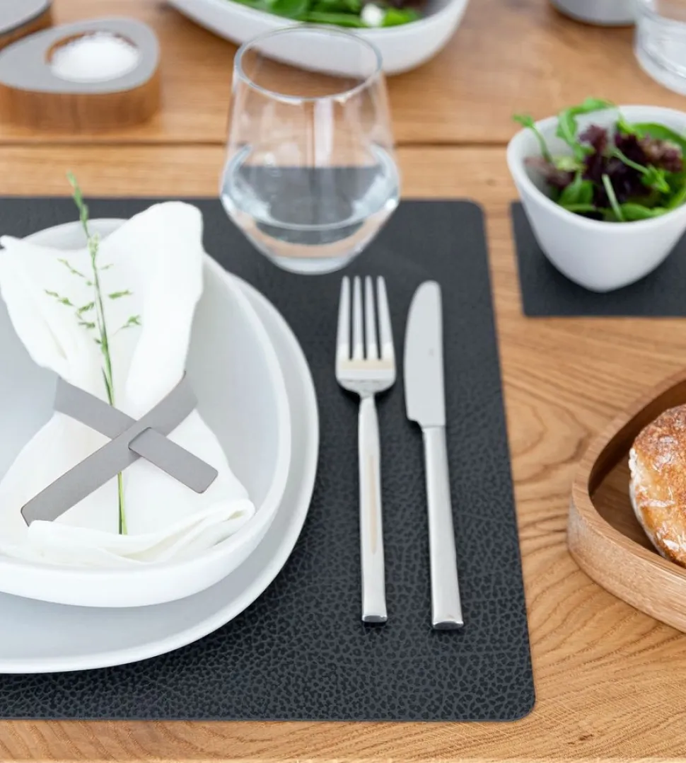 Placemat Lind DNA Square L Hippo Black Anthracite (Set van 4)