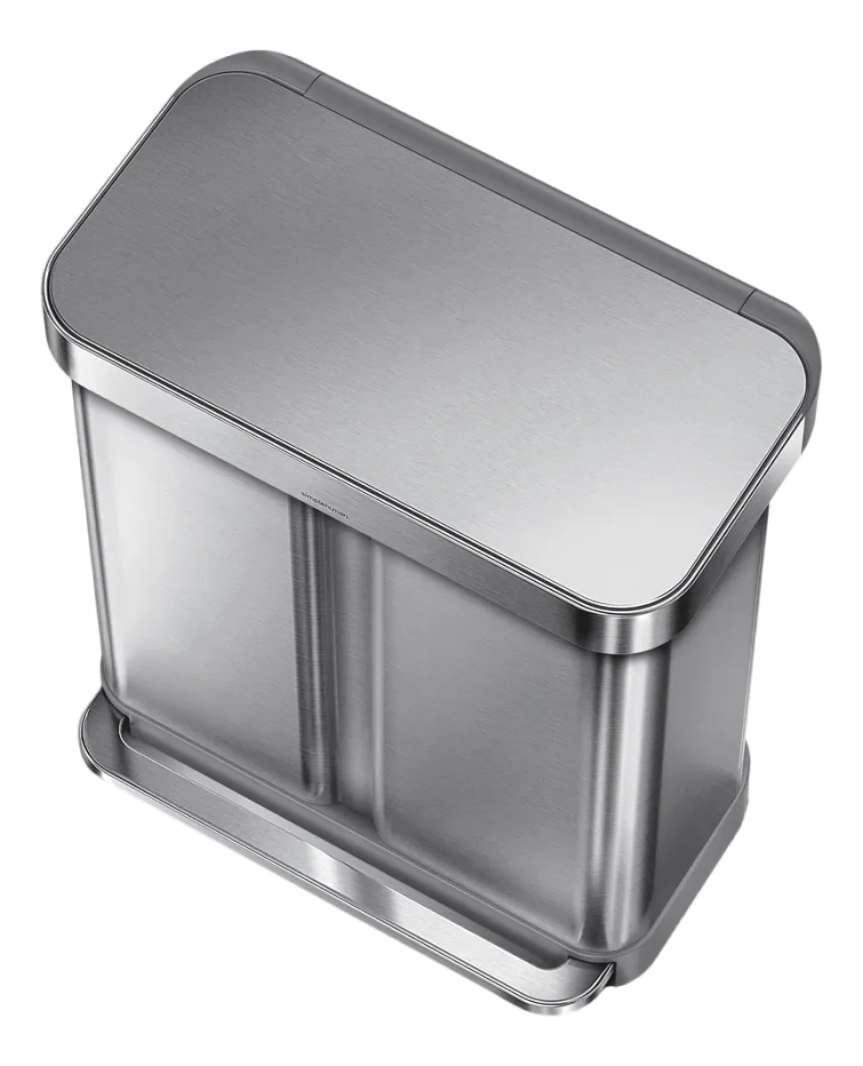 Prullenbak Simplehuman Liner Pocket Geborsteld Staal 34+24L