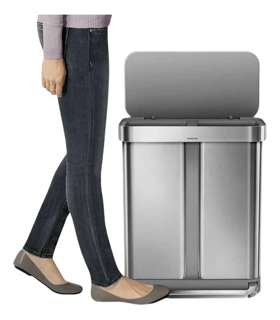 Prullenbak Simplehuman Liner Pocket Geborsteld Staal 34+24L