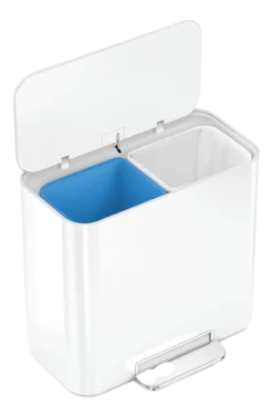 Prullenbak Simplehuman Mini Recycler Wit Staal 7,5+7,5L