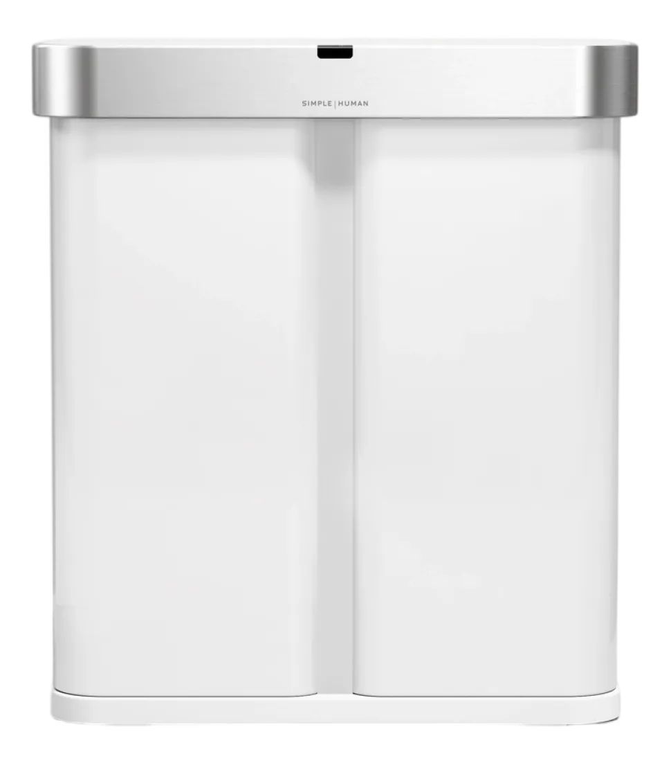 Prullenbak Simplehuman Rechthoekig Met Sensor Recycle Wit Staal 34+24L