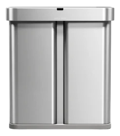 simplehuman Prullenbak Rechthoekig Met Sensor Recycle Geborsteld Staal 34+24L Hot