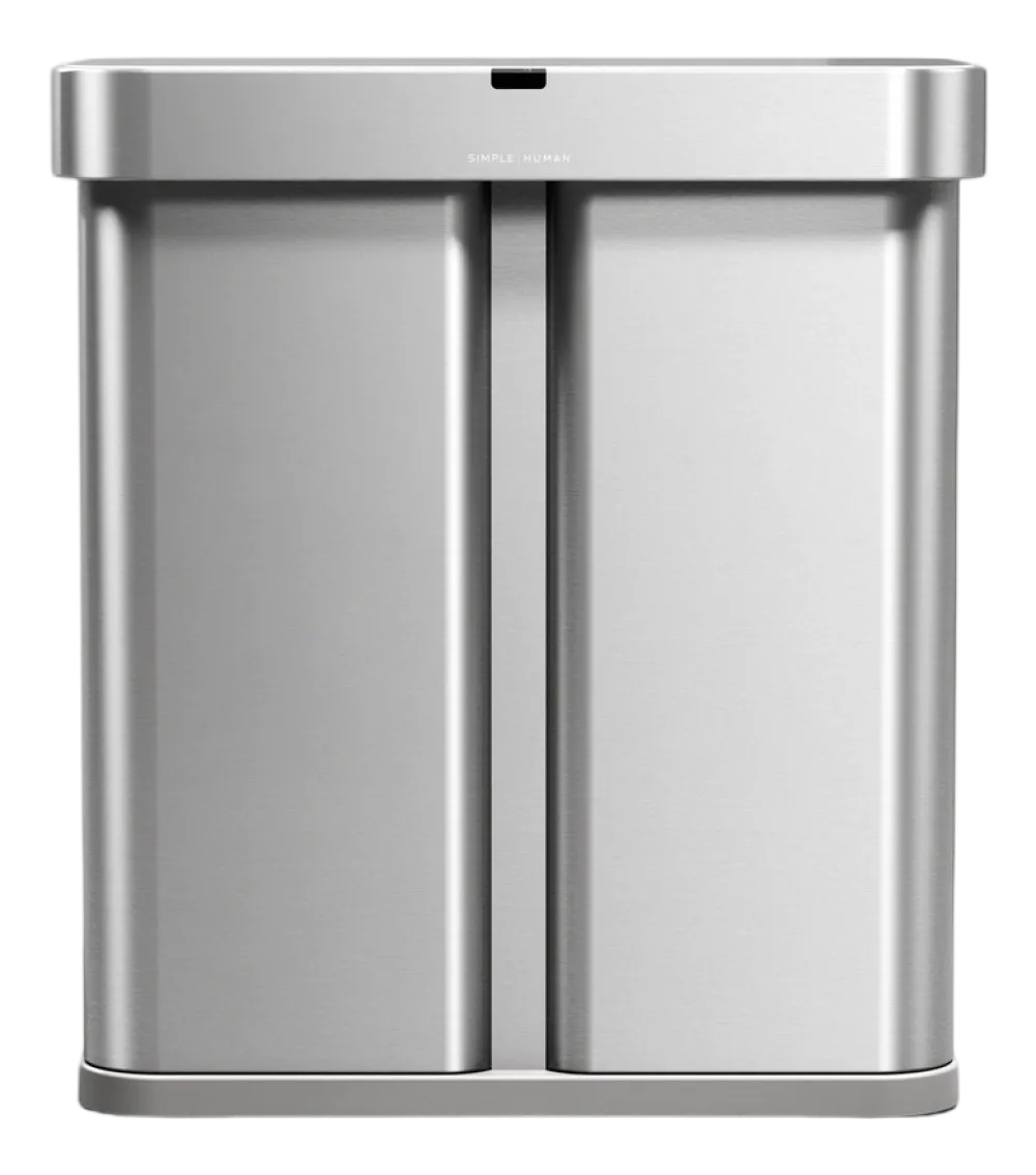 simplehuman Prullenbak Rechthoekig Met Sensor Recycle Geborsteld Staal 34+24L Hot