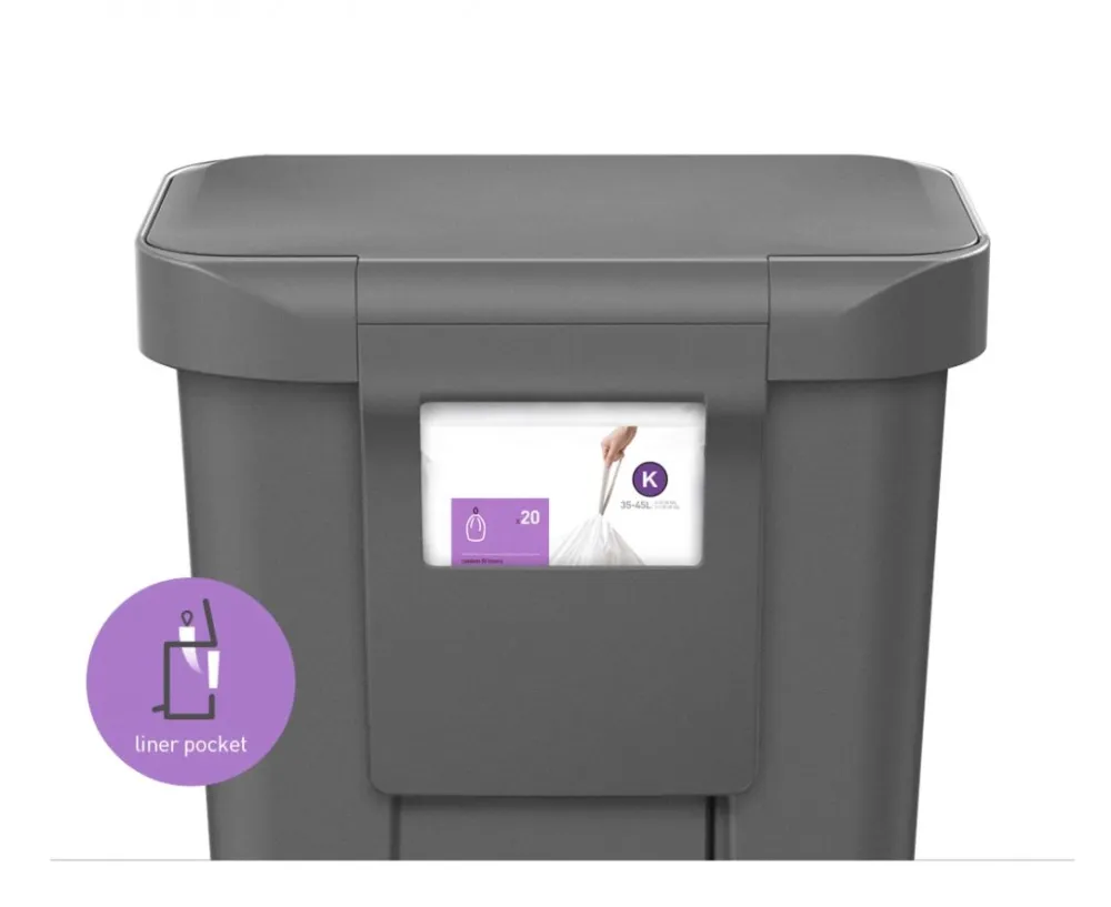 simplehuman Prullenbak Rectangular Liner Pocket Grijs 45L 2017