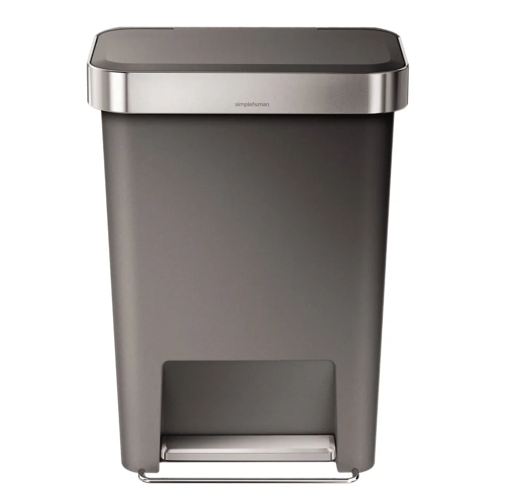 simplehuman Prullenbak Rectangular Liner Pocket Grijs 45L 2017