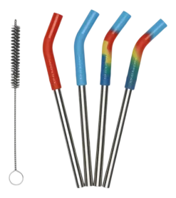 Rietje Klean Kanteen Rietjes RVS 4-Pack Short Multi Color/Steel