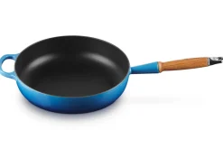 Le Creuset Sauteerpan Rond Houten Handvat Azure 28 cm Discount