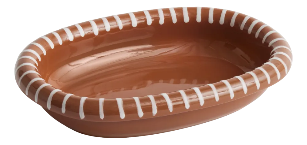 HAY Schaal Barro Oval Natural With Stripes Small 27,5 x 20 cm