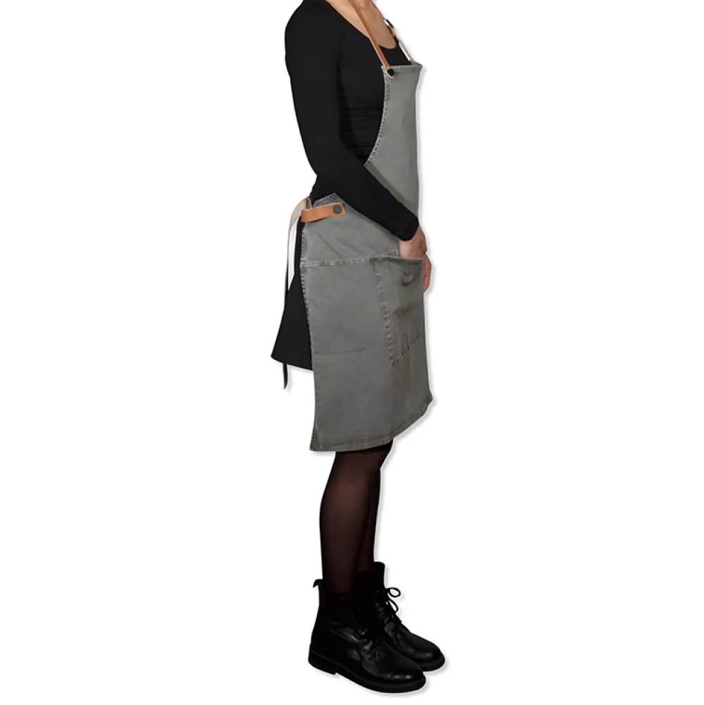 Dutchdeluxes Schort Amazing Apron BBQ Style Canvas Grey Green Discount