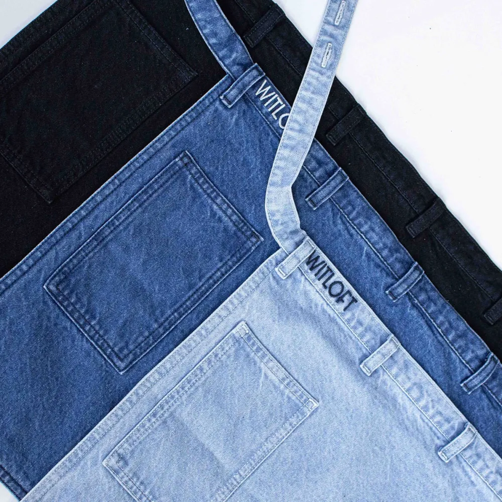 Witloft Schort Denim Apron Mid Blue Waist Down Clearance