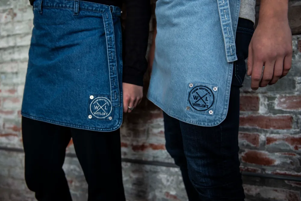 Witloft Schort Denim Apron Mid Blue Waist Down Clearance