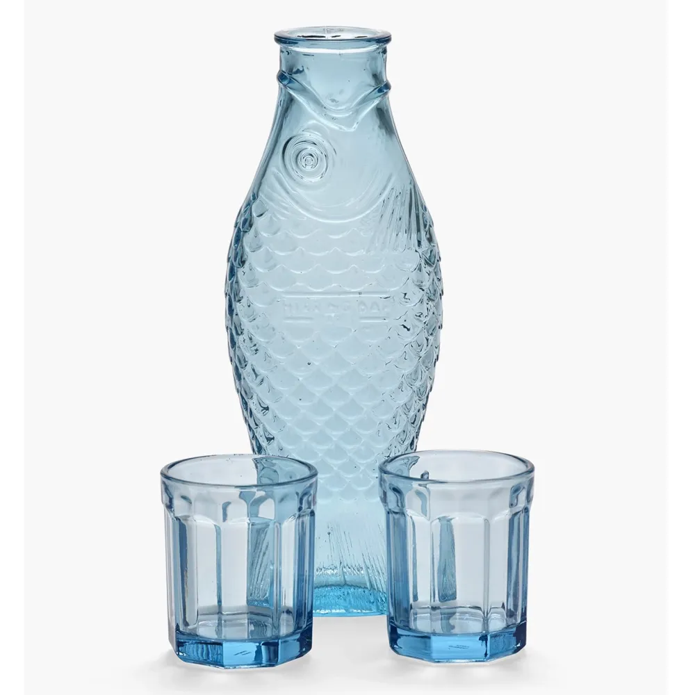Serax - Paola Navone - Fish & Fish Karaf incl. 2 Glazen - Blauw Clearance