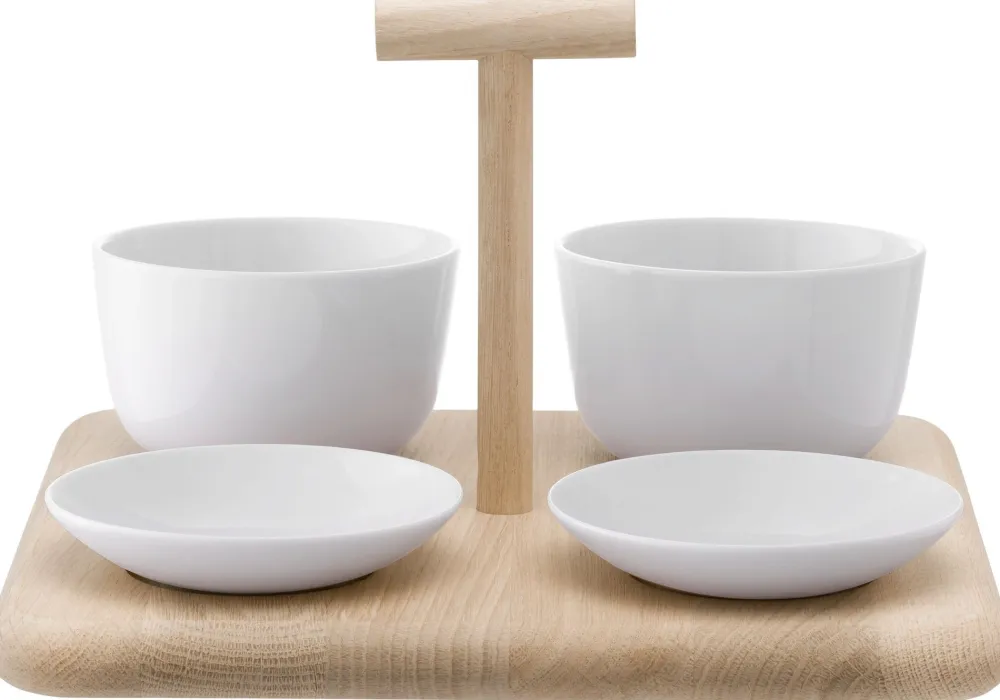 L.S.A. Serveerplank Dine met 4 Schalen Assorti New