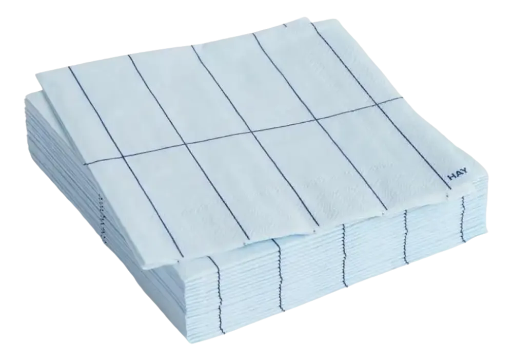 HAY Servet Pattern Napkins Cocktail Light Blue And Blue Grid (Set van 20) New