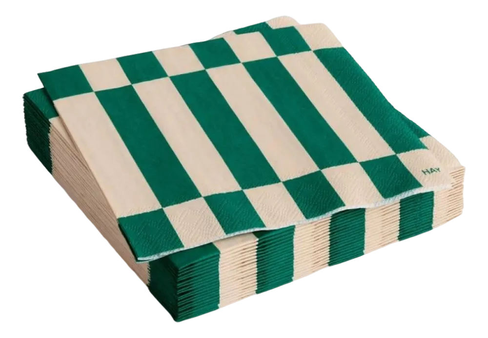 HAY Servet Pattern Napkins Cocktail Off-White And Green (Set van 20) Hot
