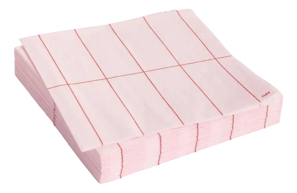 HAY Servet Pattern Napkins Lunch Light Pink And Red Grid (Set van 20) Outlet