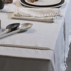 Servet The Table Weave Linnen Earl Gray And Black (Set van 2)